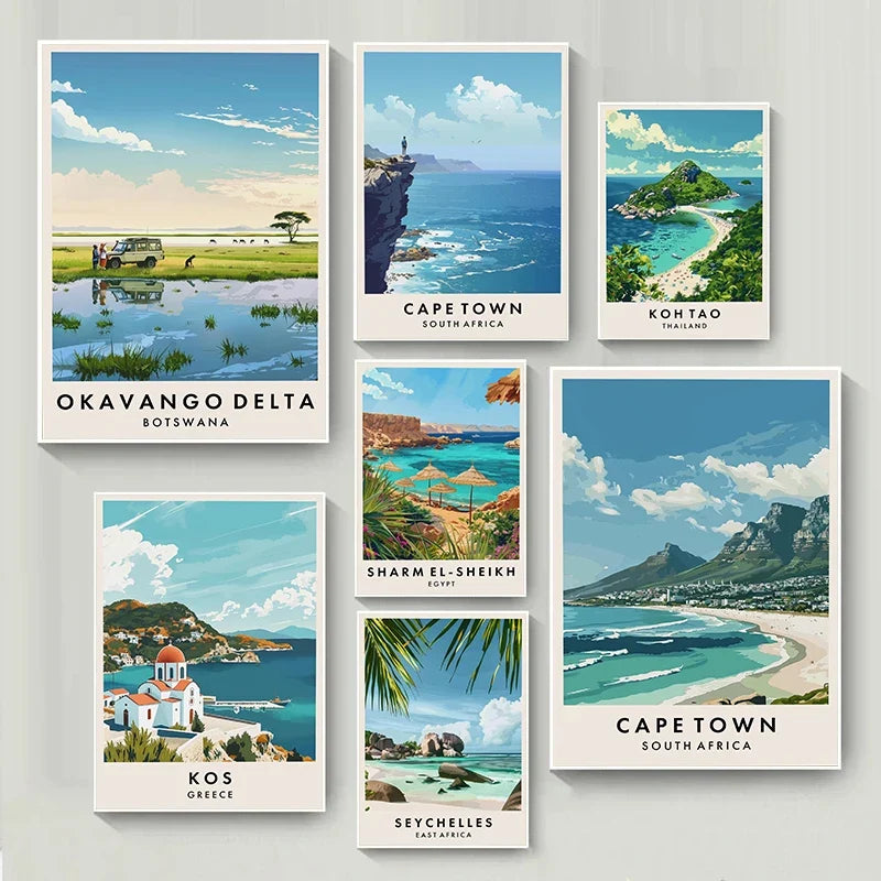 Africa Travel Art Seychelles Luxor Temple Karnak Poster City Landscape Poster Prints Asia Scenery Canvas Art Painting Home Decor