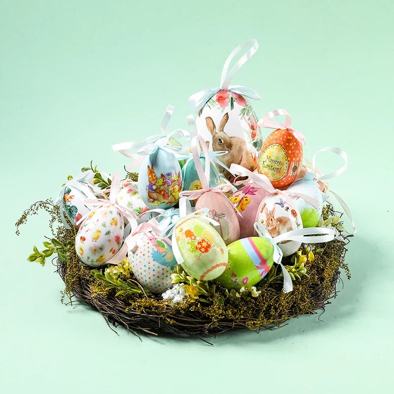 6 Pcs Easter Eggs Bunny Easter Decoration Basket 7 Cm Foam Eggs Home Decor Festoons Hen Party Room Deco Easter Decoration 2024