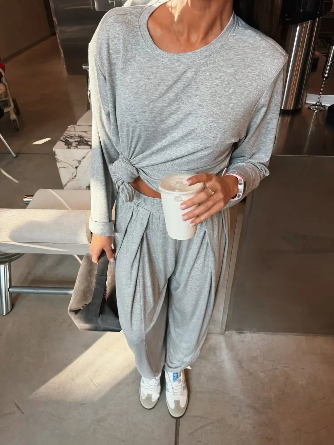 Hirsionsan Modal Soft Loose Sets Women 2026 Casual Two Pieces Long Sleeve T Shirts and High Waist Dresses Outfits Tracksuit
