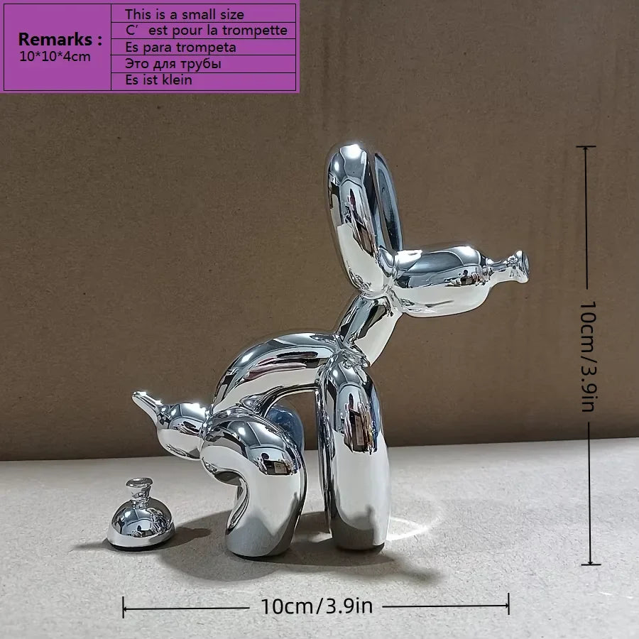 Modern Art Squat Balloon Dog Animal Decorative Statue, Suitable for Interior Living Room Farmhouse Bedroom Office Cabinet Wood