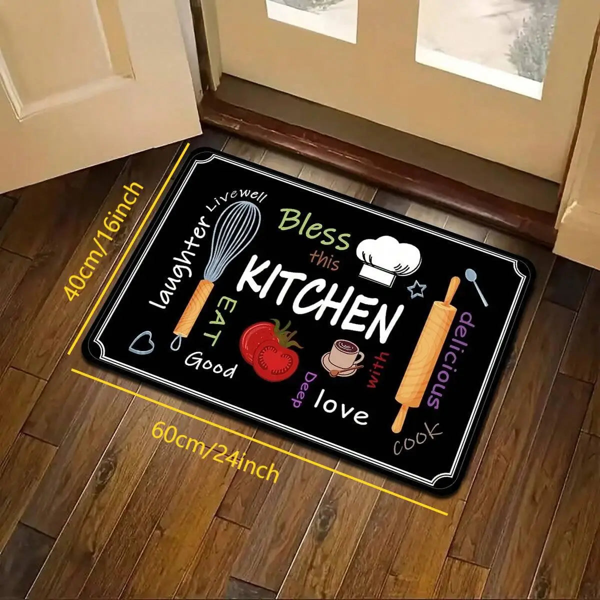 VIKAMA 1/2 pcs Kitchen Printed Floor Mat, Durable and Wear-Resistant, Home Kitchen Floor Mat, Laundry Room Carpet, Home Decor