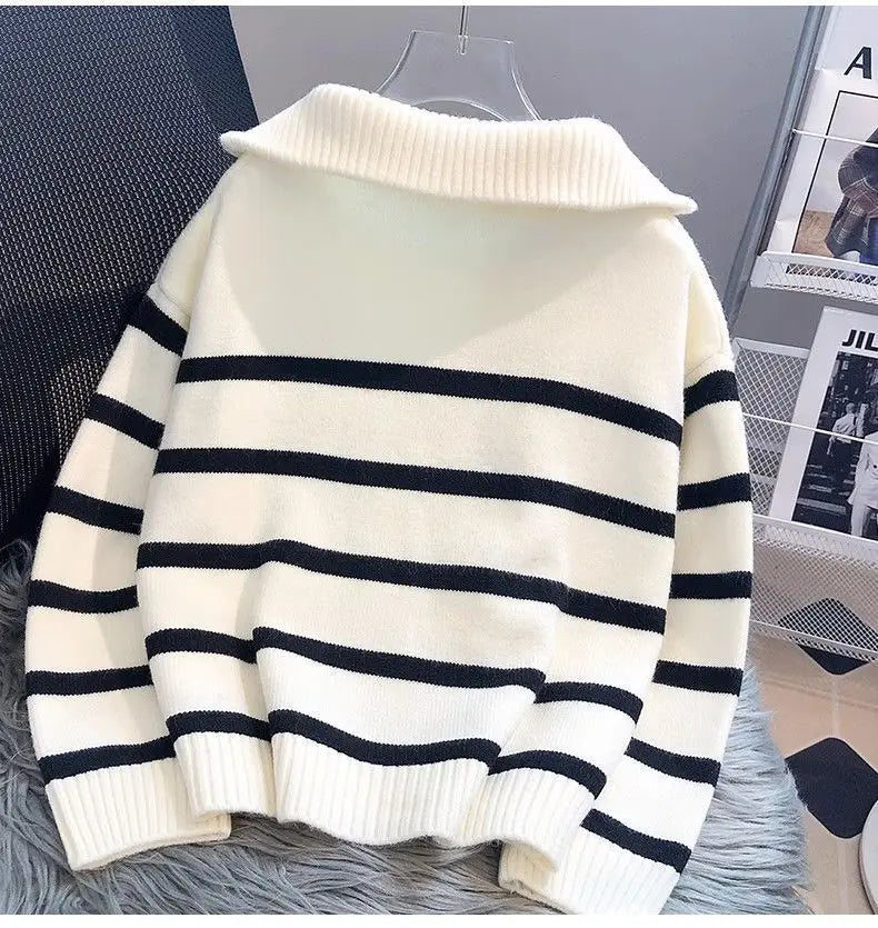 Sweater pullover women Spring and Autumn underwear New zipper stripe underlay short style popular premium sweater female
