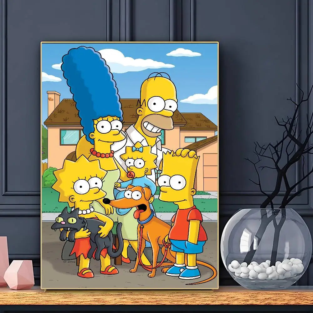 Cartoon Funny The S-Simp-sonsS Poster Sticky Wall Art Printing Waterproof Home Living Bed Room Bar Aesthetic Decor