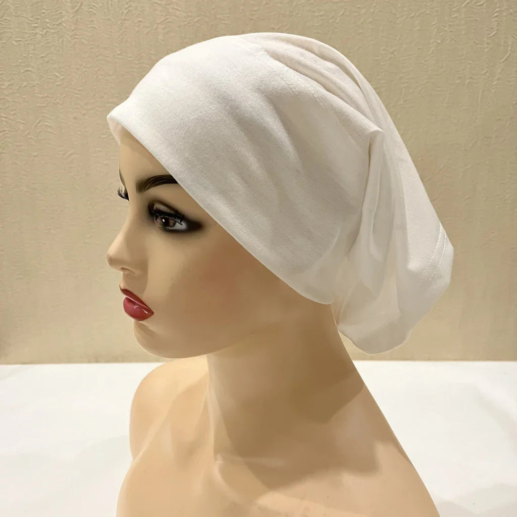 H065 plain tube hats Muslim Turban Pure Color Stretch Inner Hijabs For Caps Ready To Wear Women Head Scarf Under Hijab Bonnet