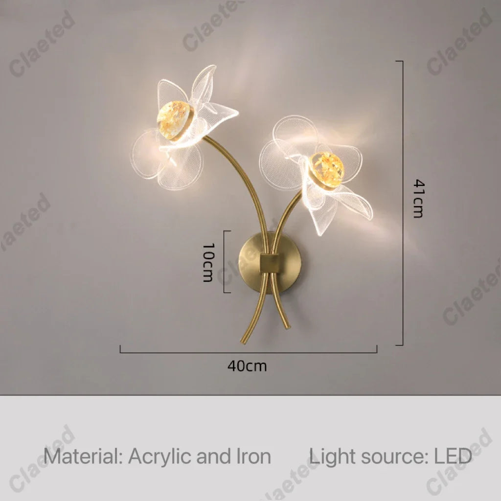 Flower Led Wall Lamps for Living Room Bedroom Bedside Sconce Light Modern Hallway Restaurant Background Decoration Lighting Deco