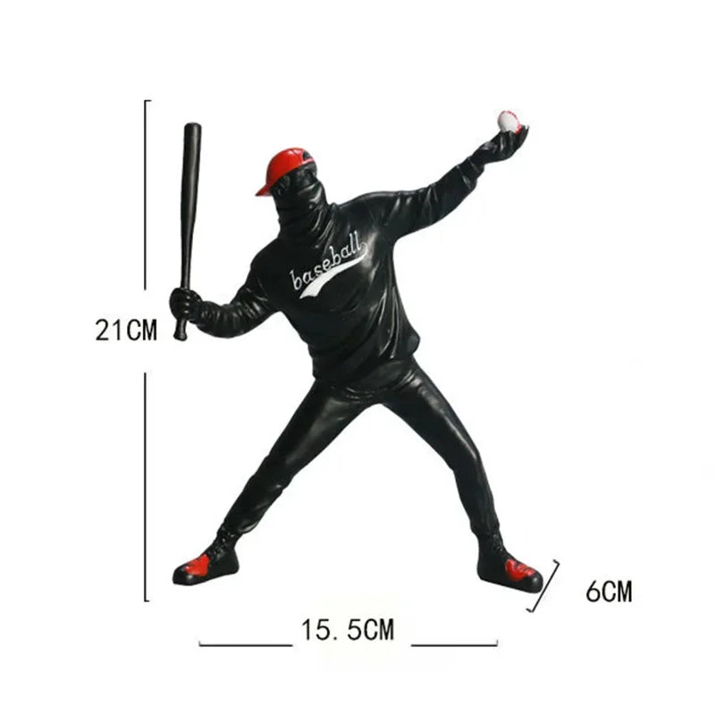 Home Decor Resin Street Abstract Art Statue Sculpture Figurine Baseball Figure Toy Study Room Home Interior Decor Decoration