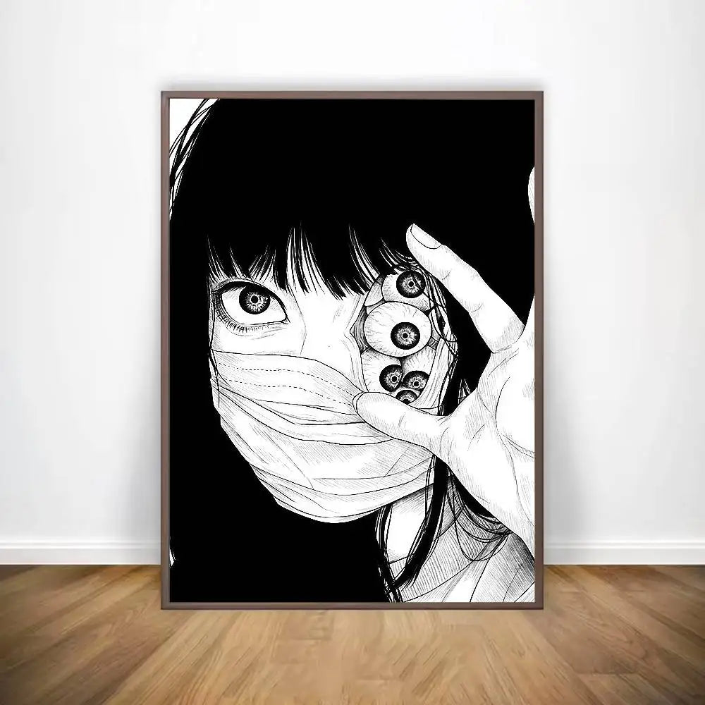 Black And White Ito Junji Tomie Poster HD Art Sticky Wall Waterproof Home Living Room Bar Decoration