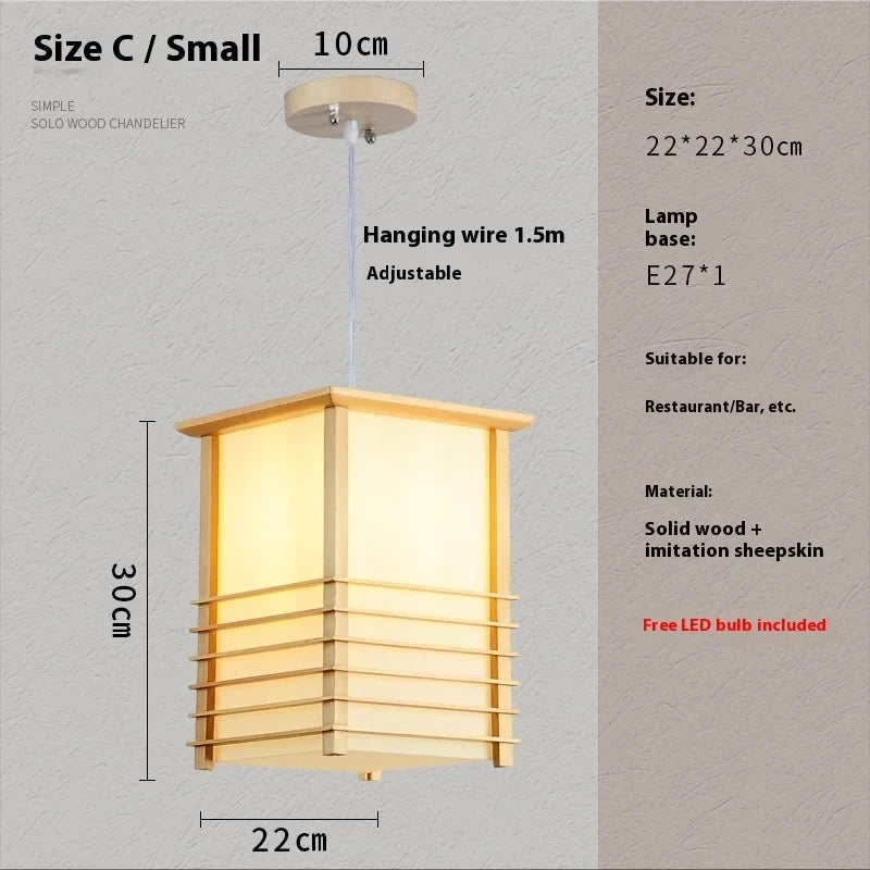 Solid Wooden Pendant Light For Livingroom Dining Room Kitchen Homestay Japan Style Suspension Hanging Lamp Art Decoration E27