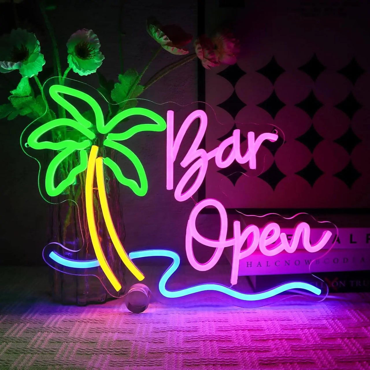 Bar Open Neon Sign LED Neon Light Sign USB Powered for Wall Decor Game Room Man Cave Club Bar Birthday Halloween Party Gifts
