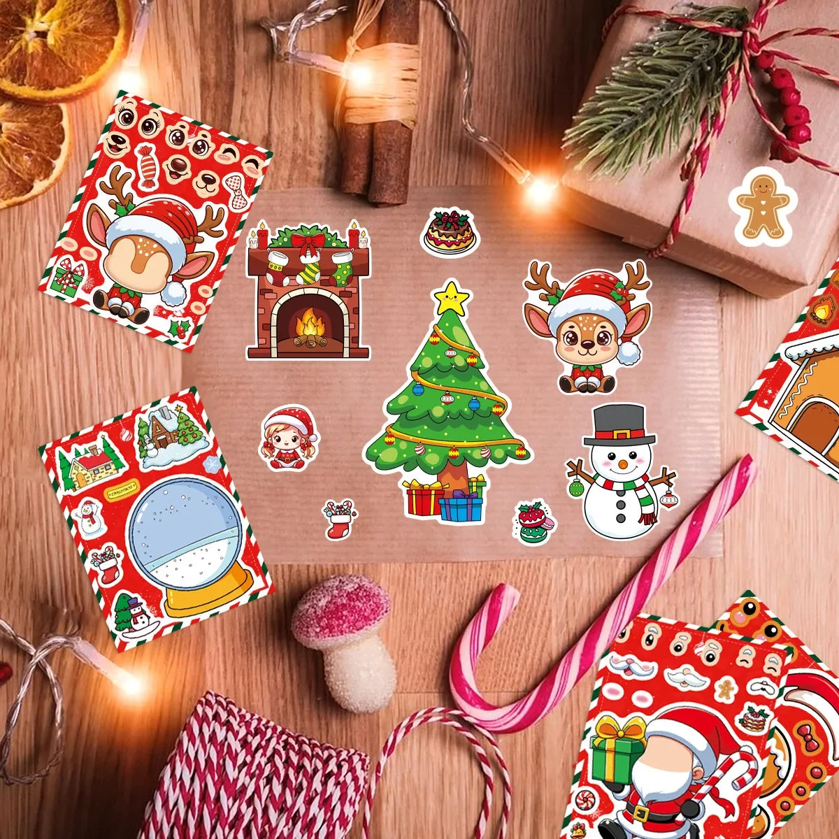 8/16PCS Christmas Puzzle Stickers DIY Stickers Gift Stickers Party Stickers Image Stickers Creative Stickers