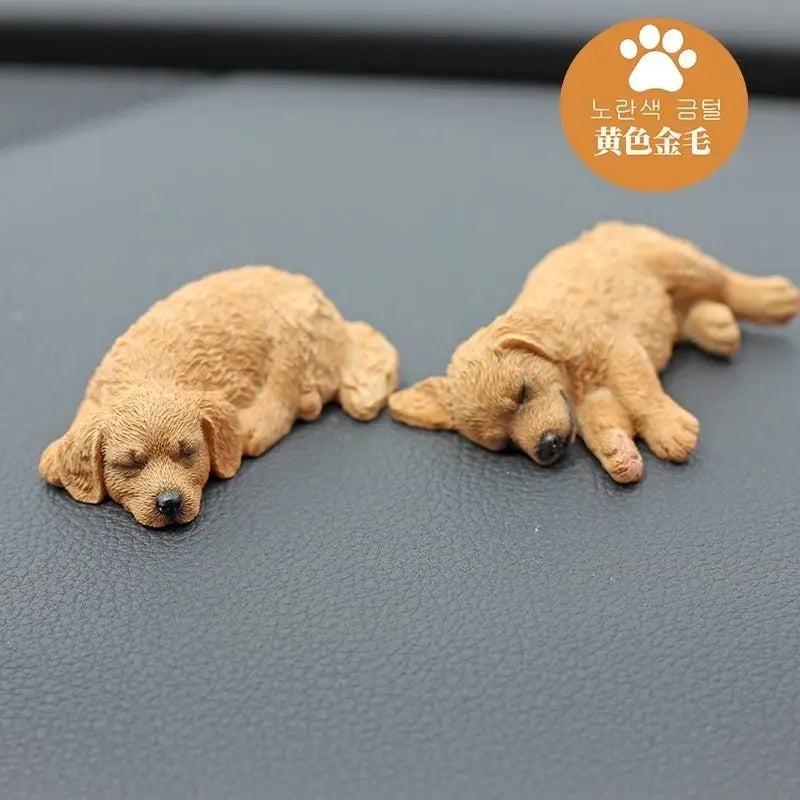 Golden Retriever Dog Resin Car Ornaments Puppy Cute Dog Toy Figure Statue for Car Dashboard Tabletop Decoration