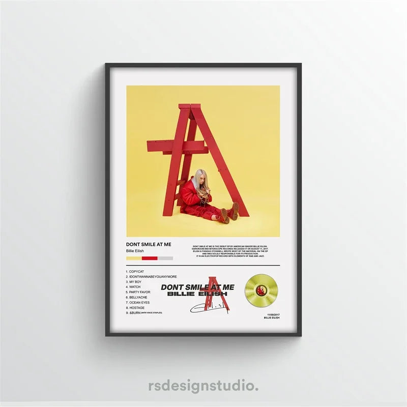 Rap Music Album Cover Happier Than Ever Poster Aesthetic Rapper Hip Hop Rock Canvas Wall Art Ideal for Room Decor