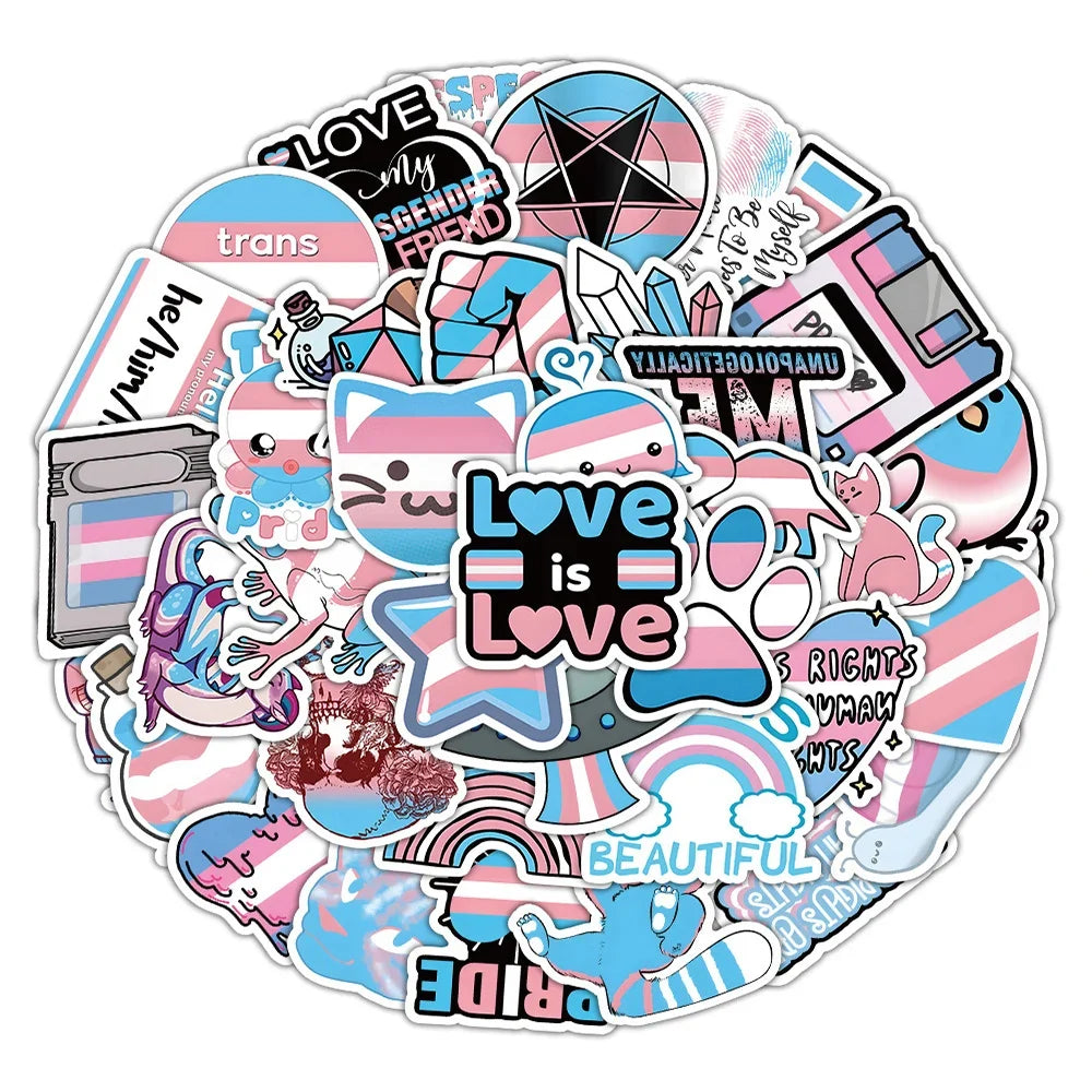 10/30/60pcs Transgender Pride Stickers Toys Rainbow Lesbian Bisexual Pansexual Gay Graffiti Decals Skateboard Laptop Sticker