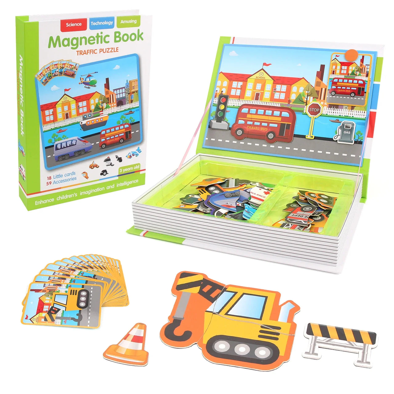 Kids Intelligent 3D Jigsaw Toys Magnetic Puzzle Book Brain Training Games Educational Montessori Toys for Kids Gifts Xmas Toys