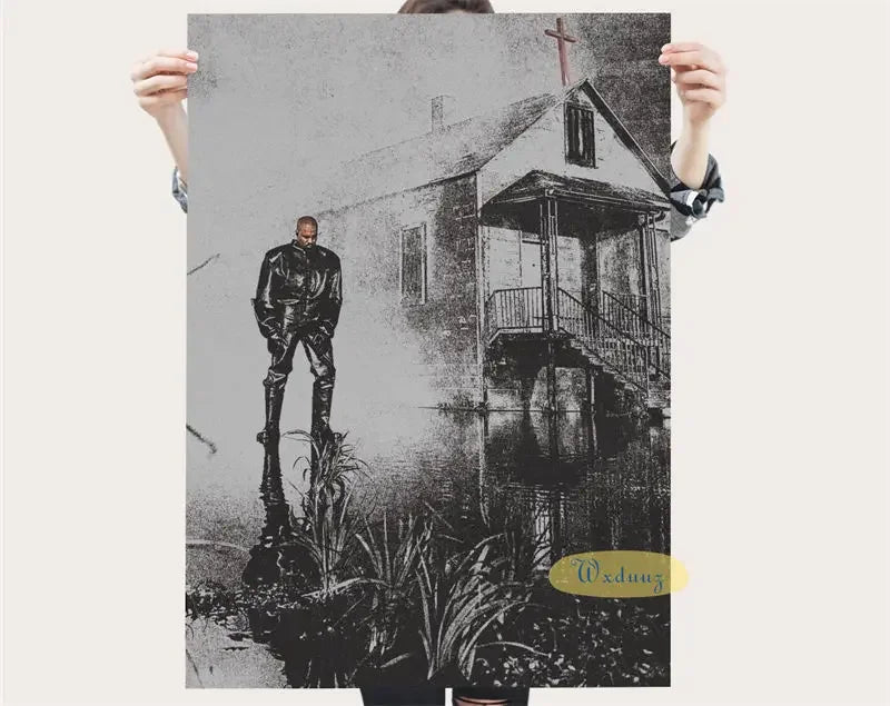 American Pop Rapper Kanye West Poster Hip Hop Singer Music Album Cover For Room Living Home Wall Art Decor Canvas Print Pictures