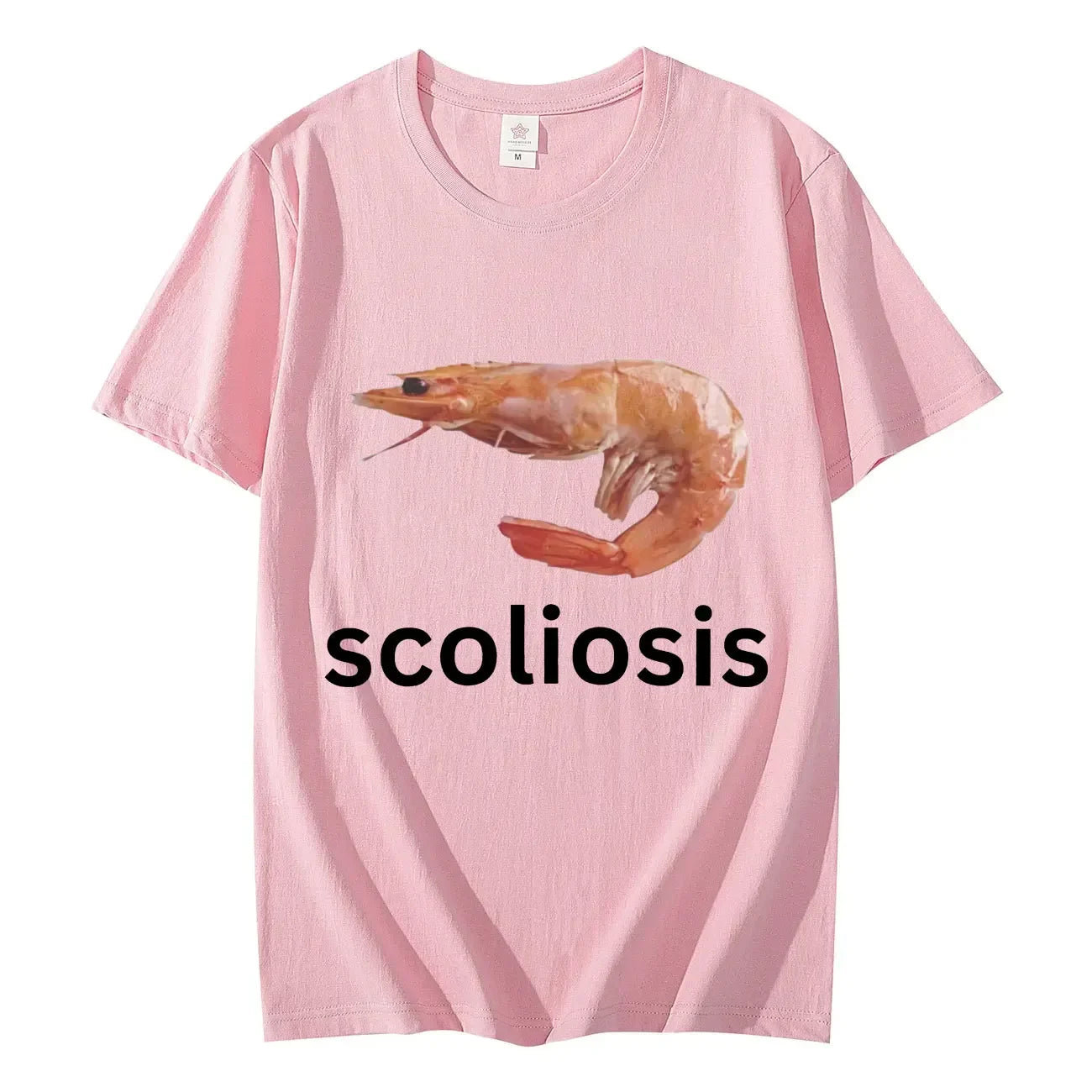 Scoliosis Funny Shrimp Meme T-shirt Unisex Fashion Casual T-shirts Summer Short Sleeve T Shirts Streetwear Women T Shirts