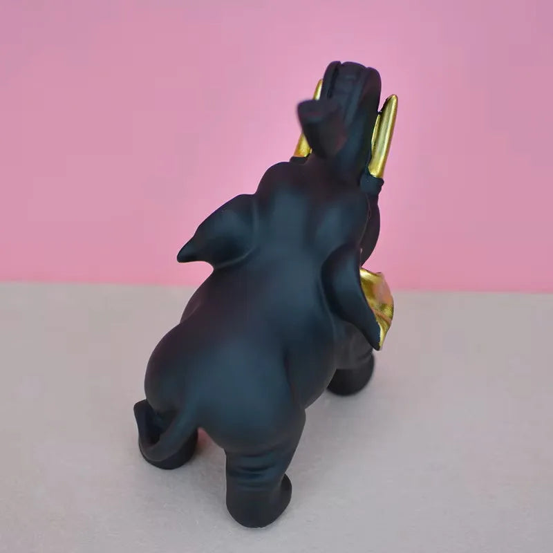 1 Piece of Black Gold Lucky Elephant Statue Ornament, Accessible Luxury Art Style, Living Room Desktop Decoration, Home Soft Decoration Display Good Items