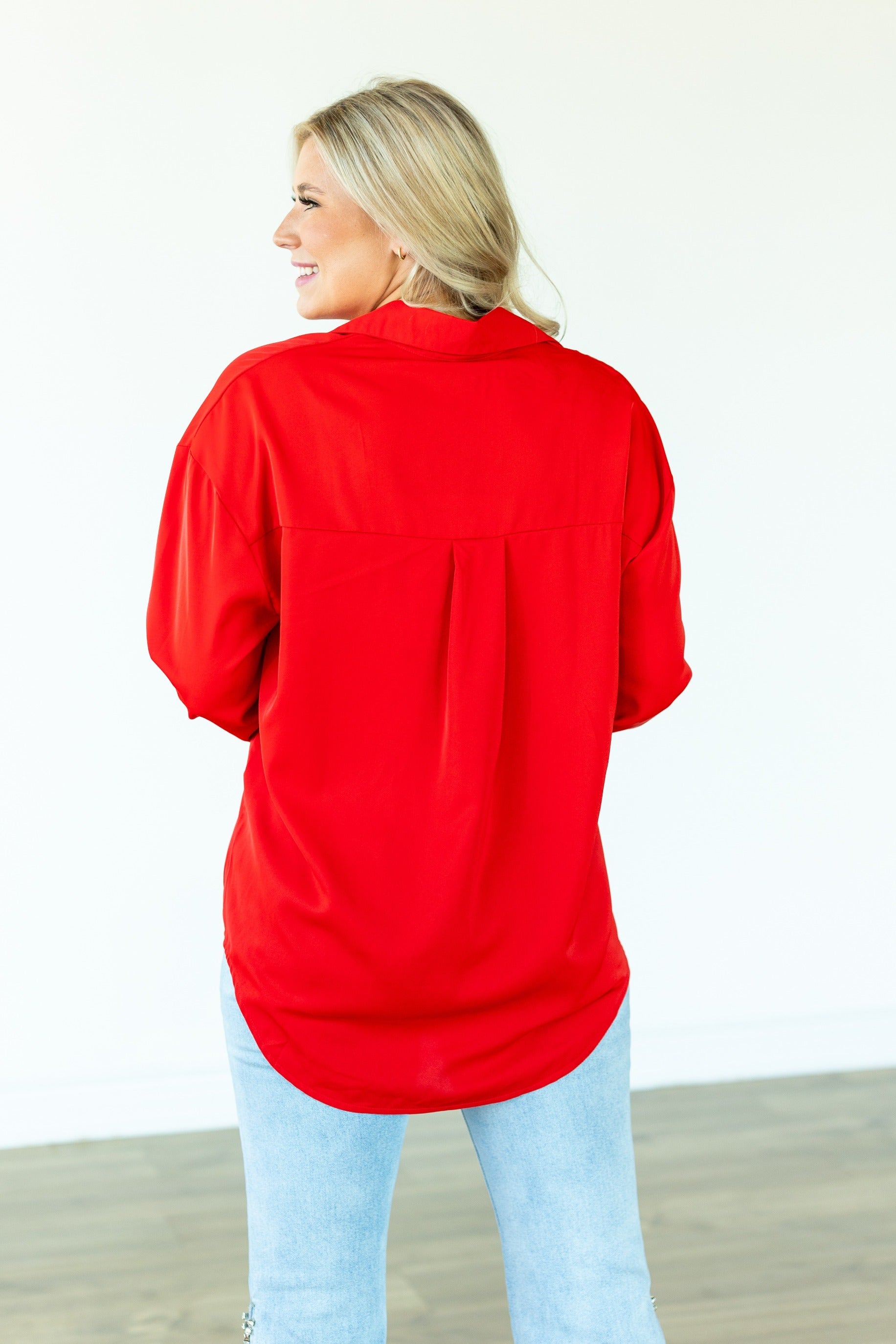 Kathryn Classic Button-Up, Dark Red