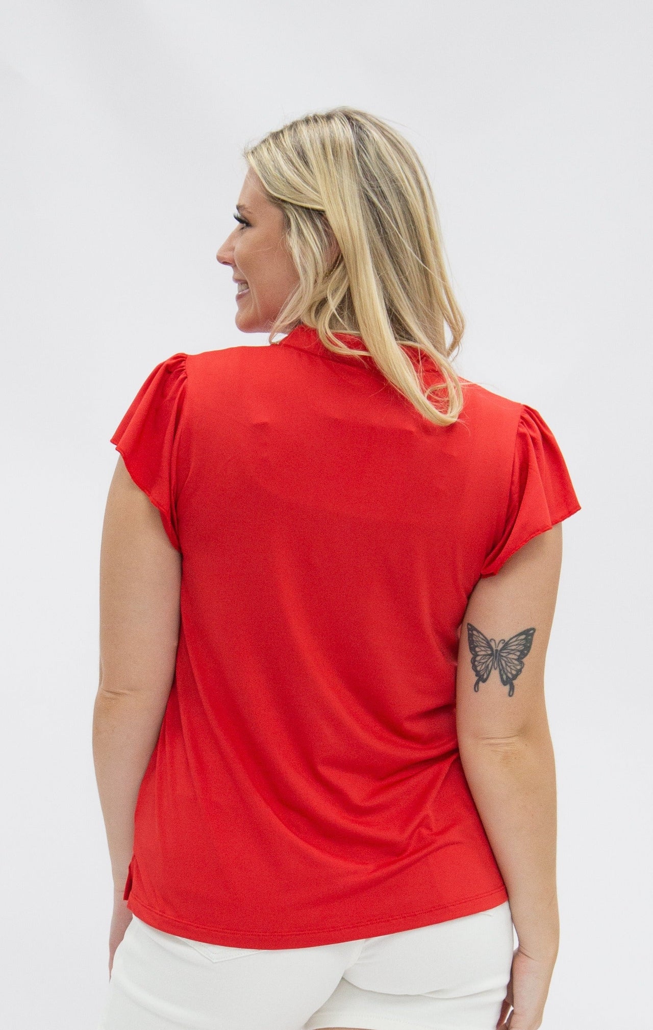 The Nicole V-Neck Top, Red