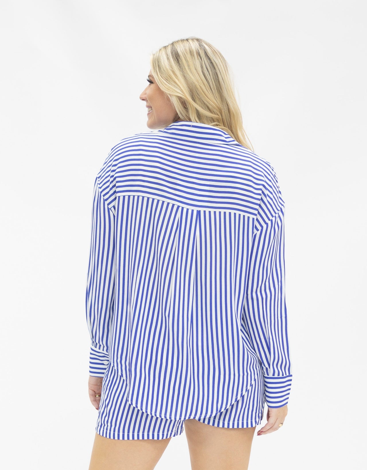 Kathryn Classic Button-Up, Blue Stripe