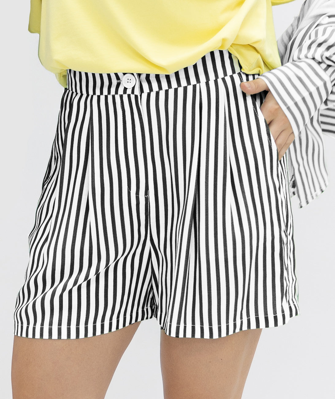 Trouser Shorts, Black Stripes