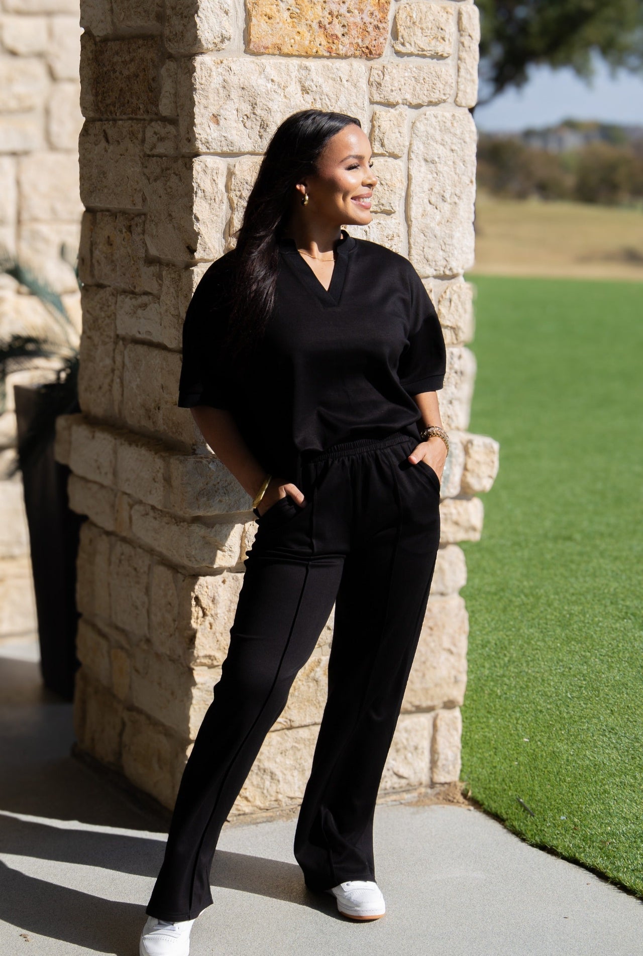 Butter Soft V-Neck Top, Black