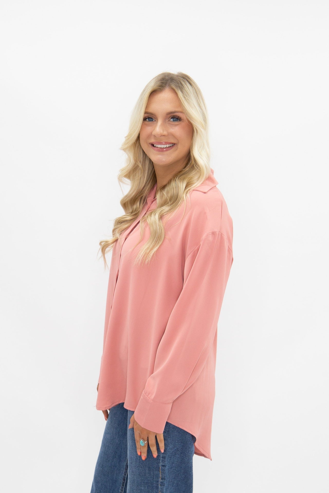 Kathryn Classic Button-Up, Blush Pink