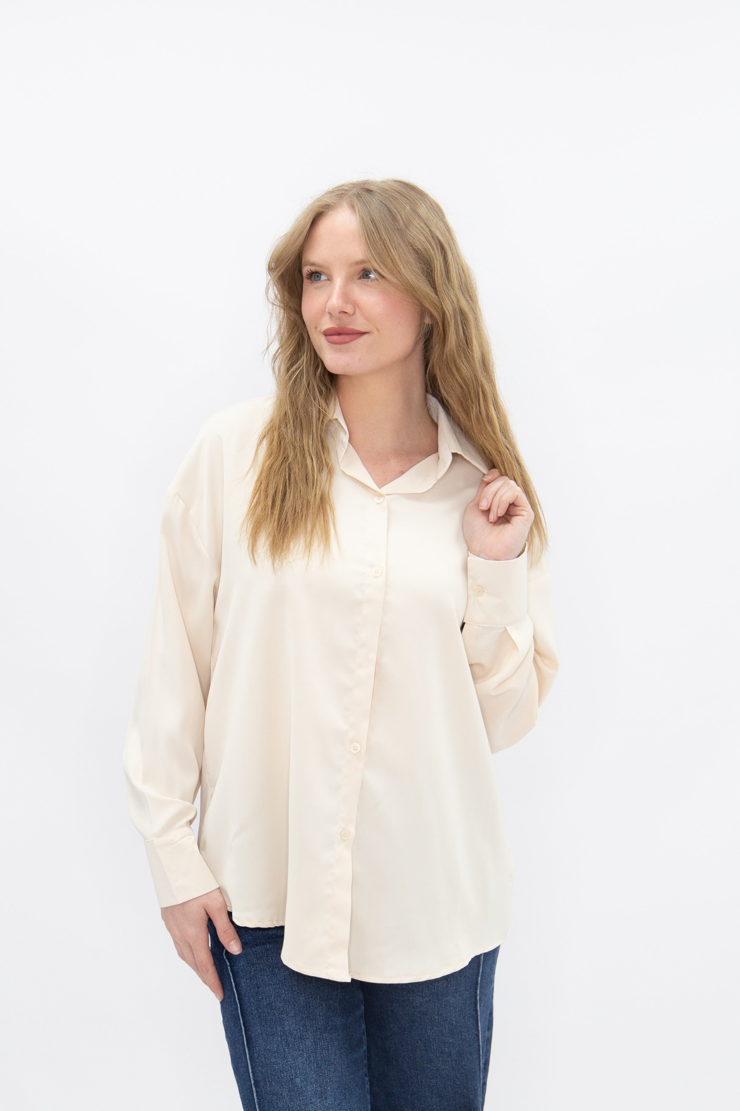 Kathryn Classic Button-Up, Ivory