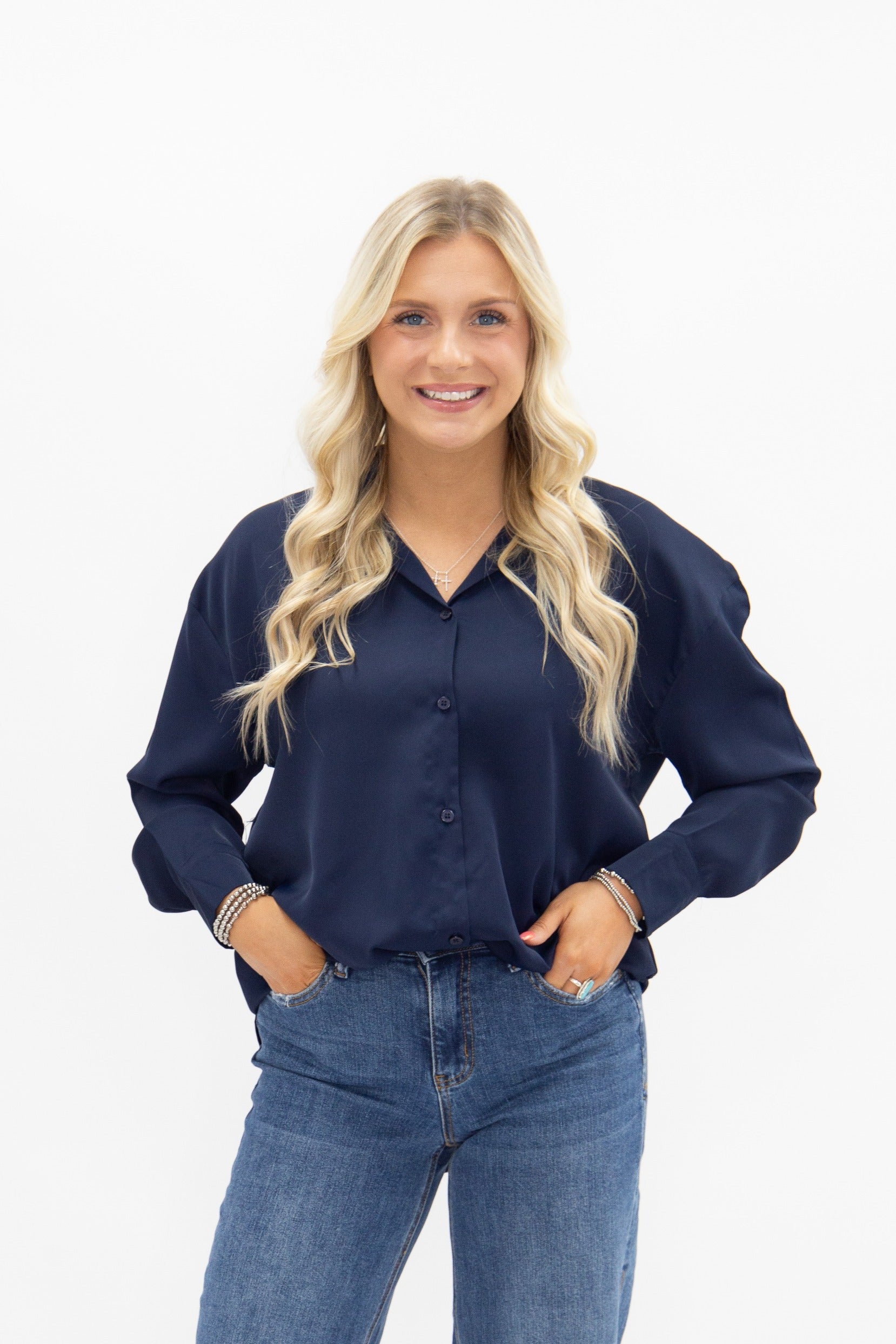 Kathryn Classic Button-Up, Navy