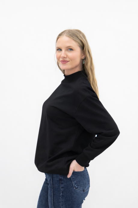 Mock Neck Sweatshirt, Black