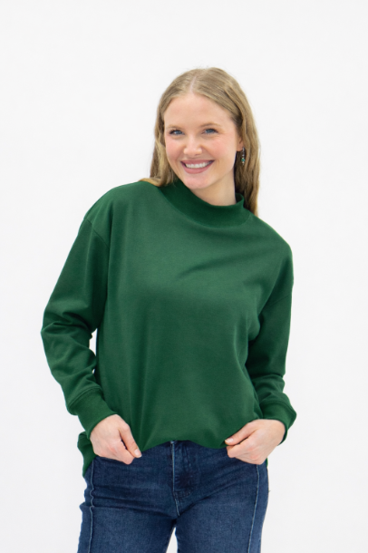 Mock Neck Sweatshirt, Forest Green