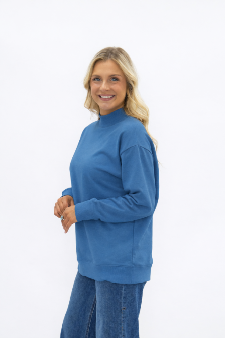 Mock Neck Sweatshirt, Navy