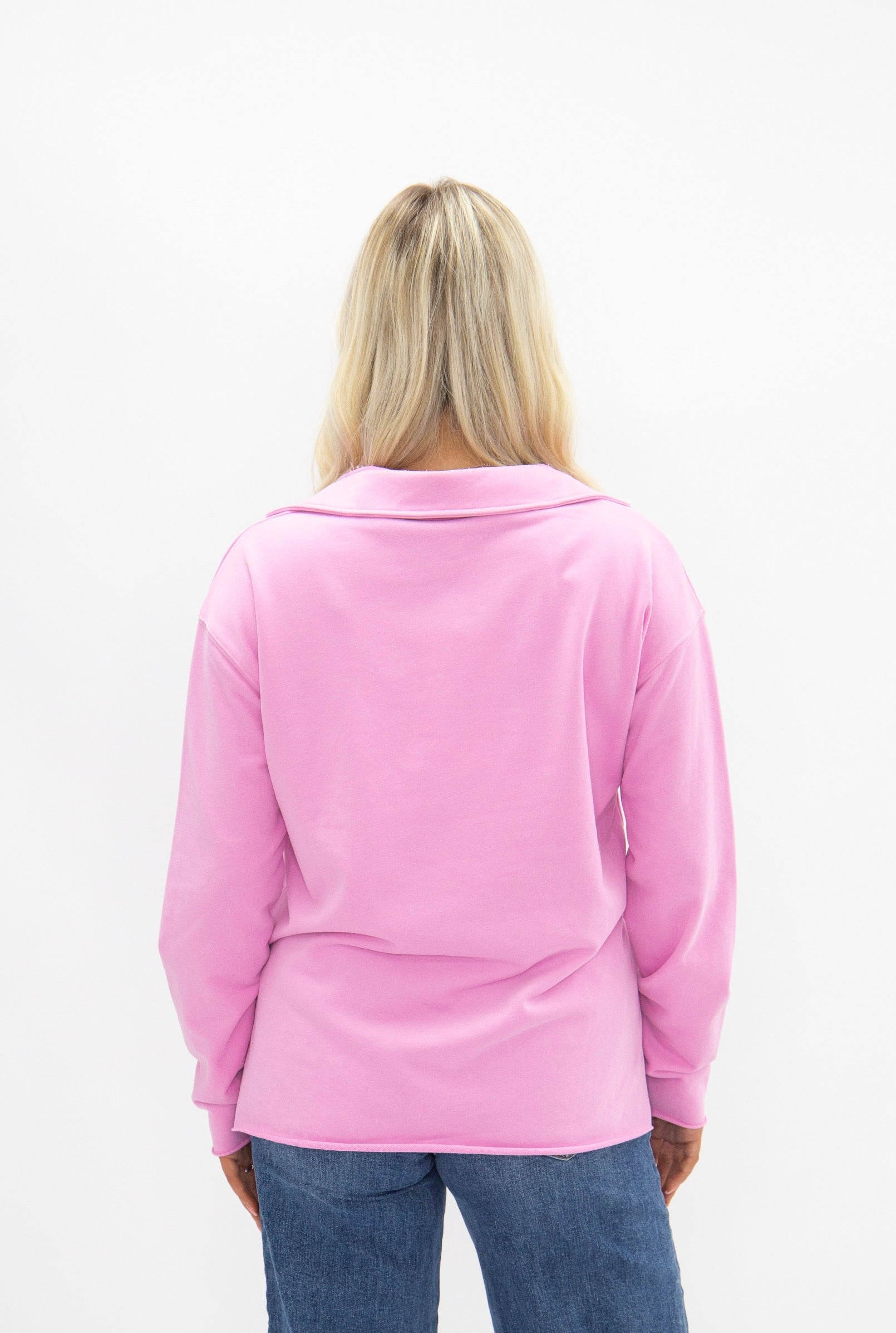 V-Neck Collared Pullover, Pink