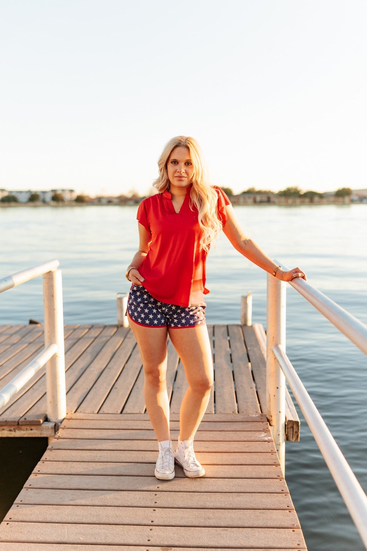 The Nicole V-Neck Top, Red