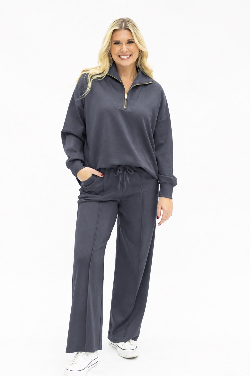 Butter Soft Quarter-Zip Top, Slate Blue