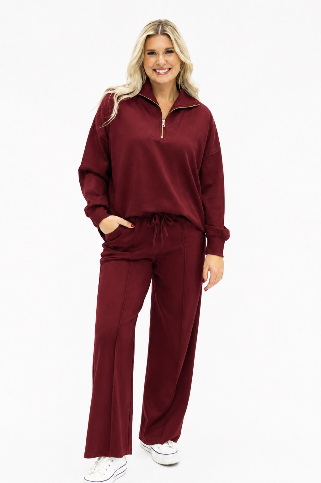 Butter Soft Quarter-Zip Top, Maroon