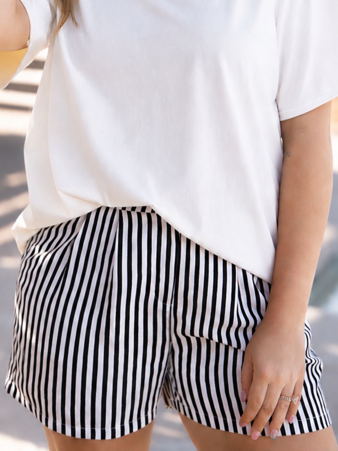 Trouser Shorts, Black Stripes