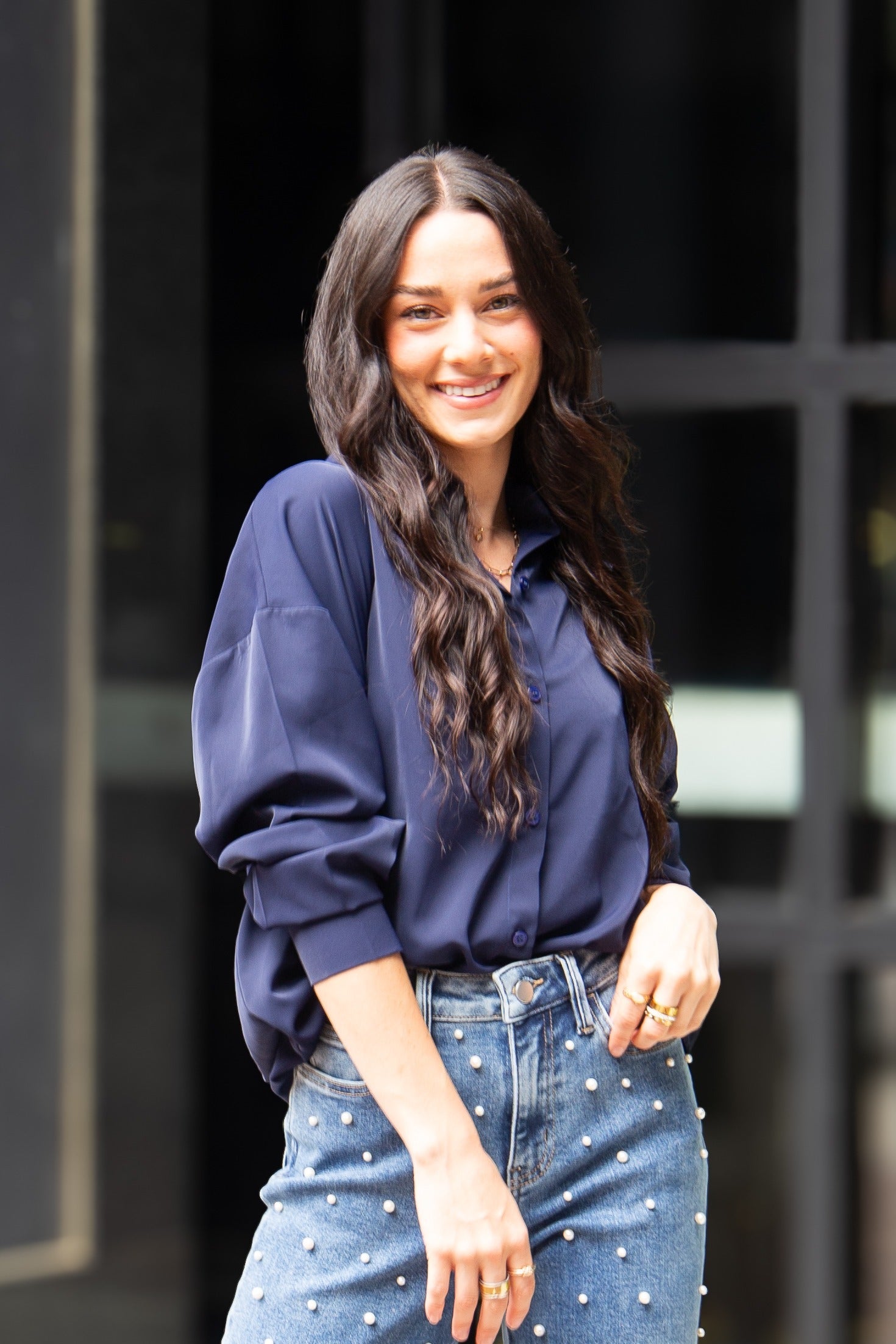Kathryn Classic Button-Up, Navy