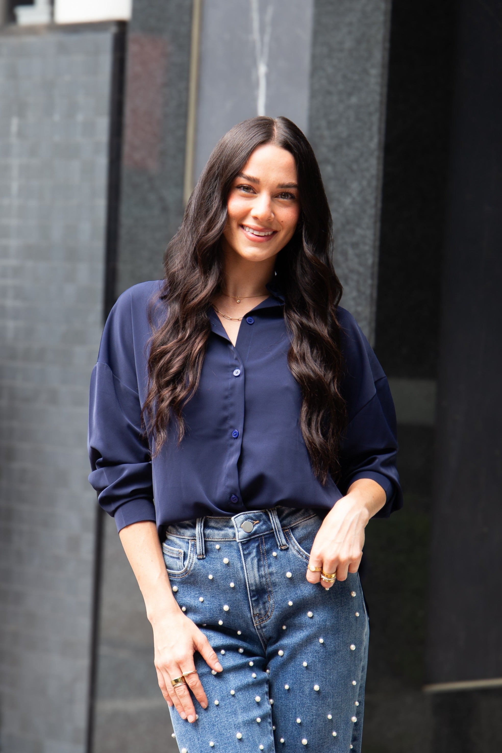 Kathryn Classic Button-Up, Navy