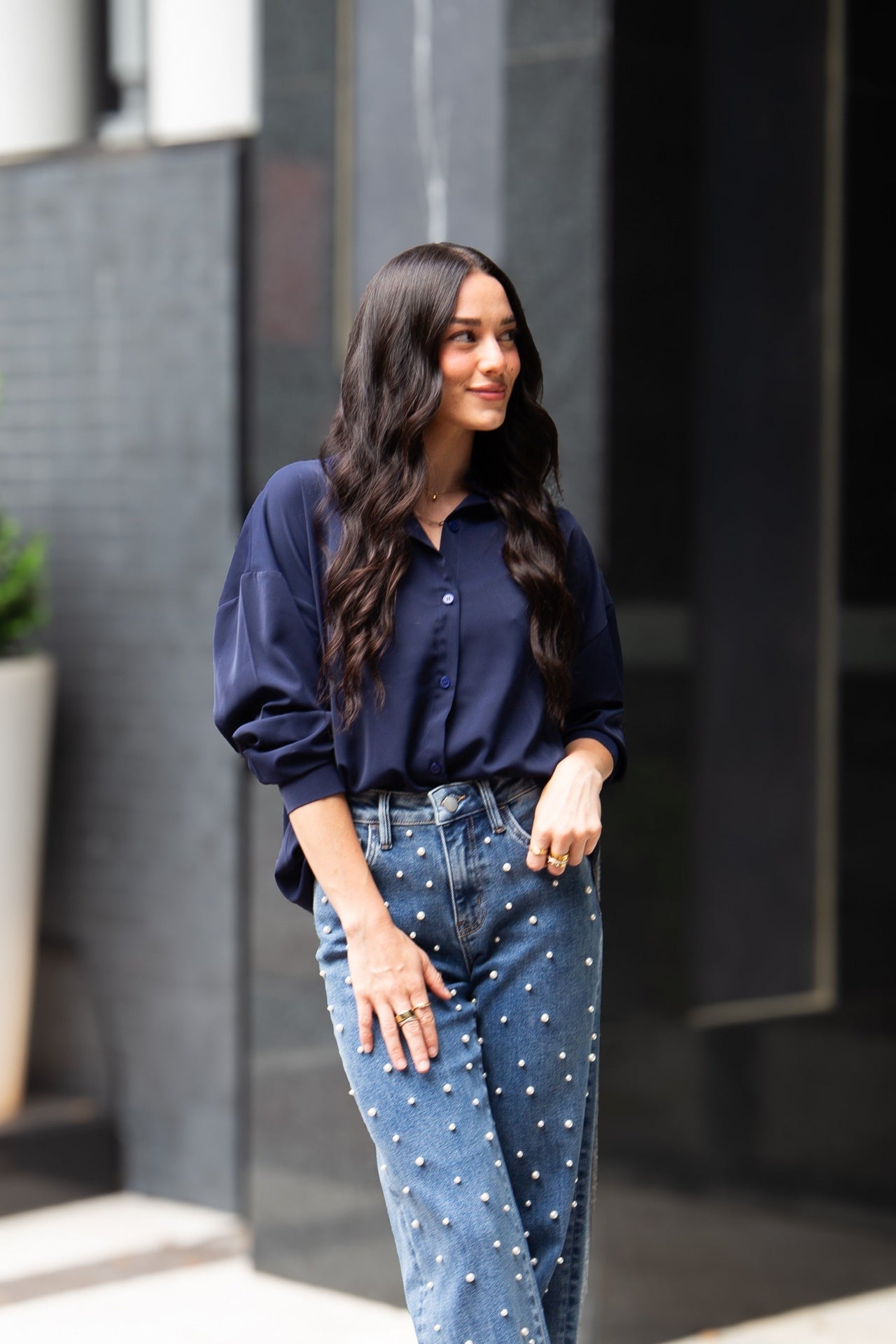 Kathryn Classic Button-Up, Navy