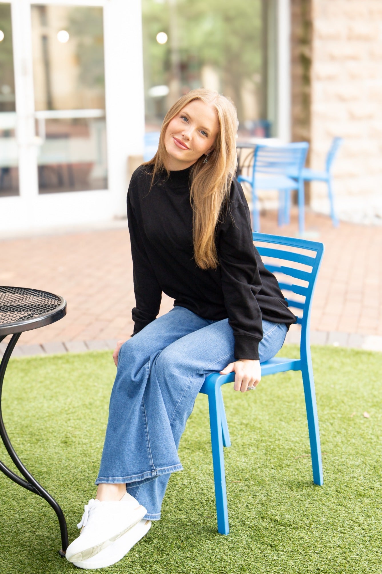 Mock Neck Sweatshirt, Black