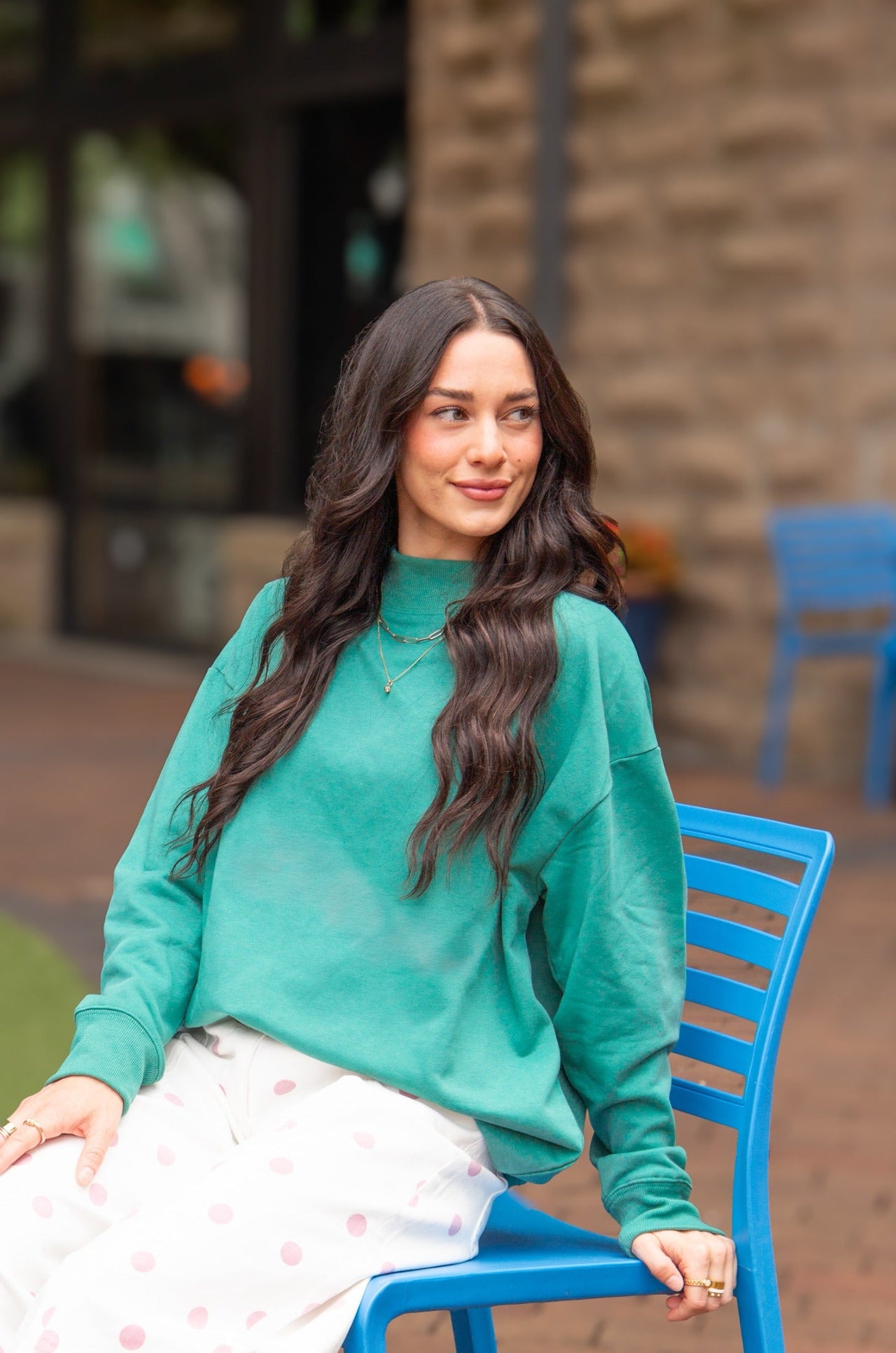 Mock Neck Sweatshirt, Forest Green