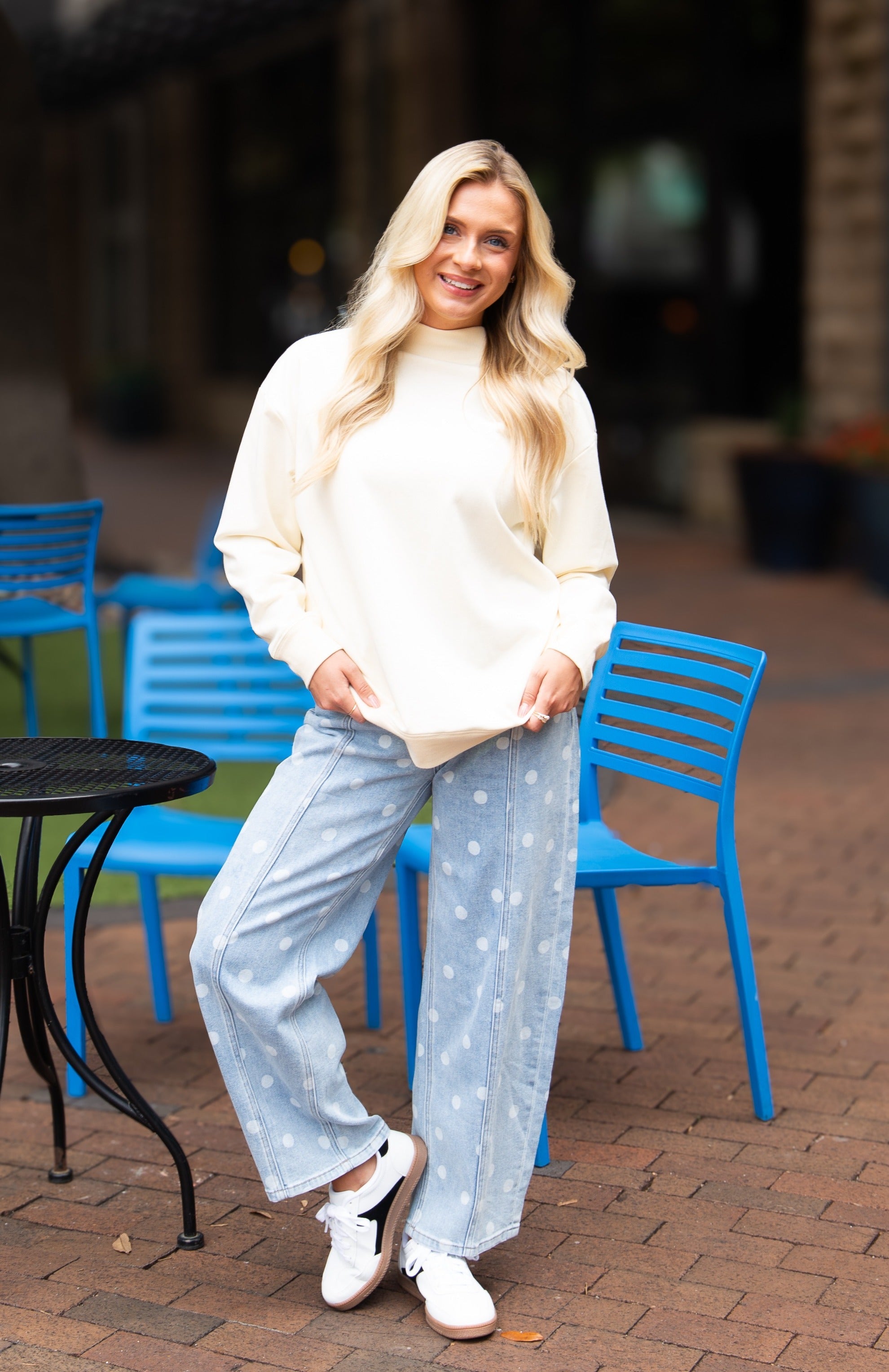 Mock Neck Sweatshirt, Ivory