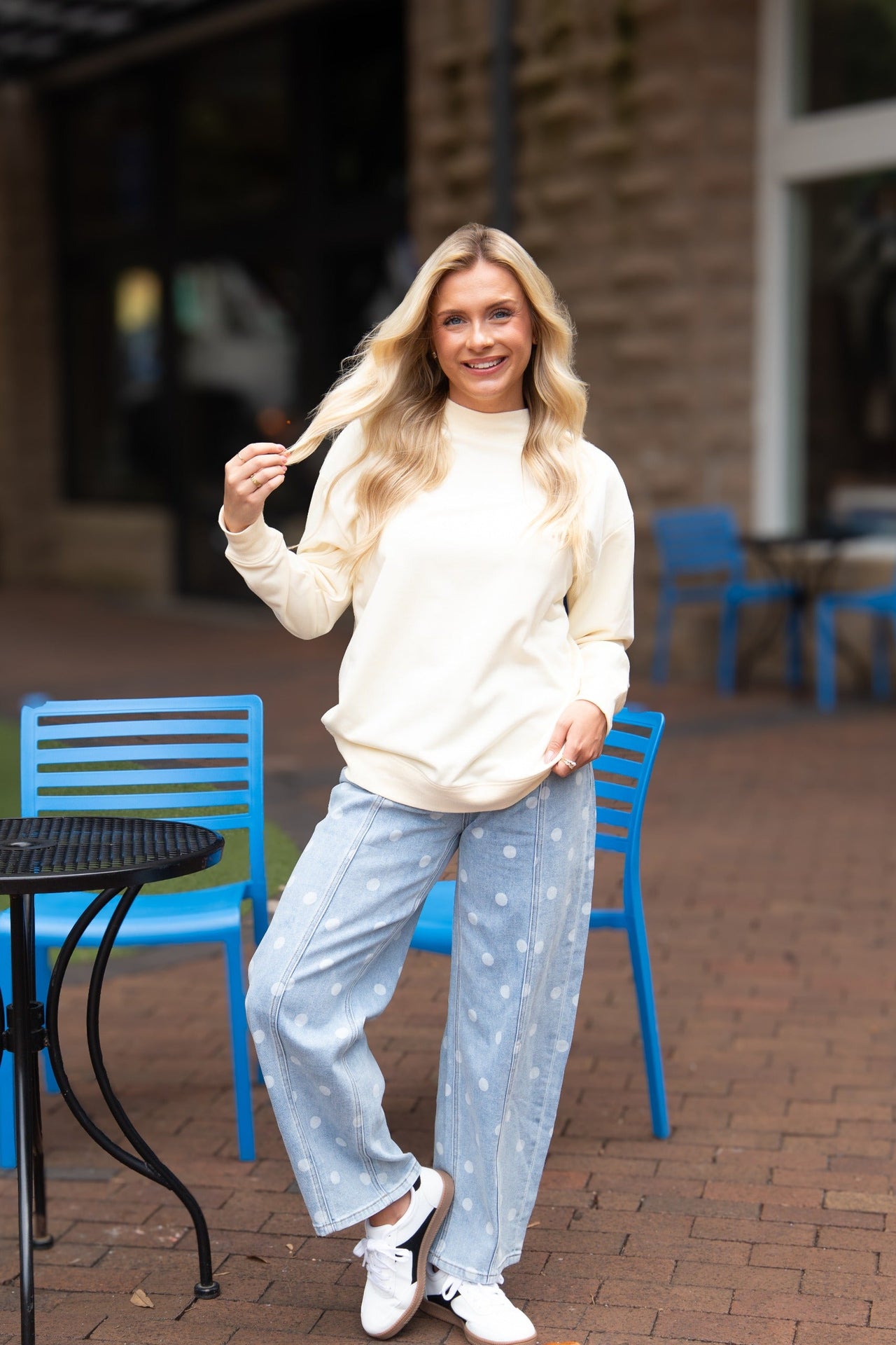 Mock Neck Sweatshirt, Ivory