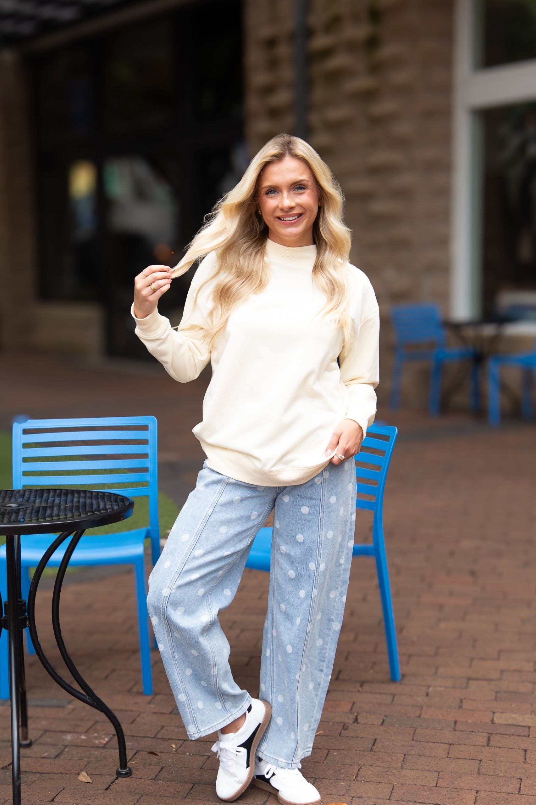 Mock Neck Sweatshirt, Ivory