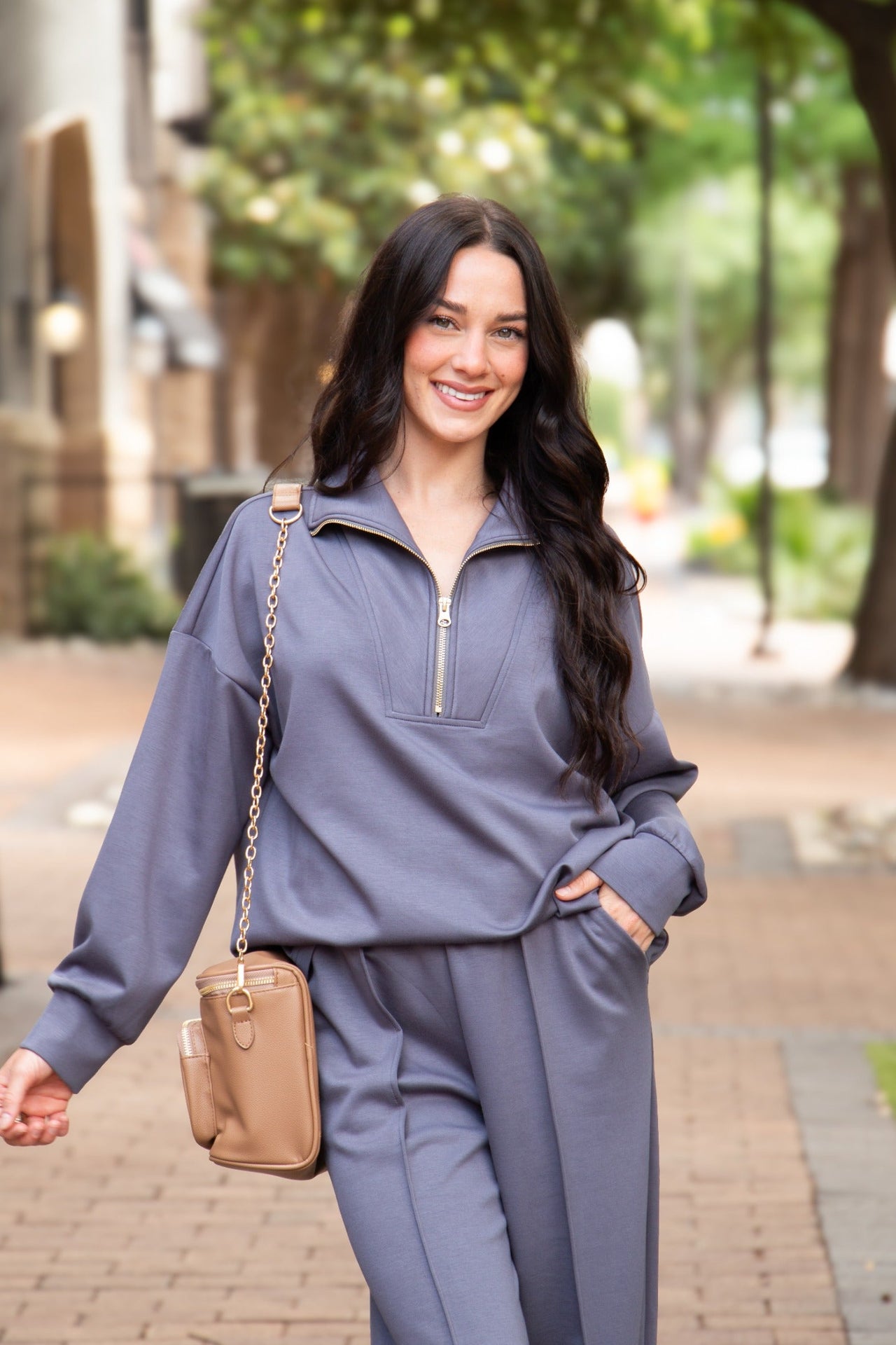 Butter Soft Quarter-Zip Top, Slate Blue