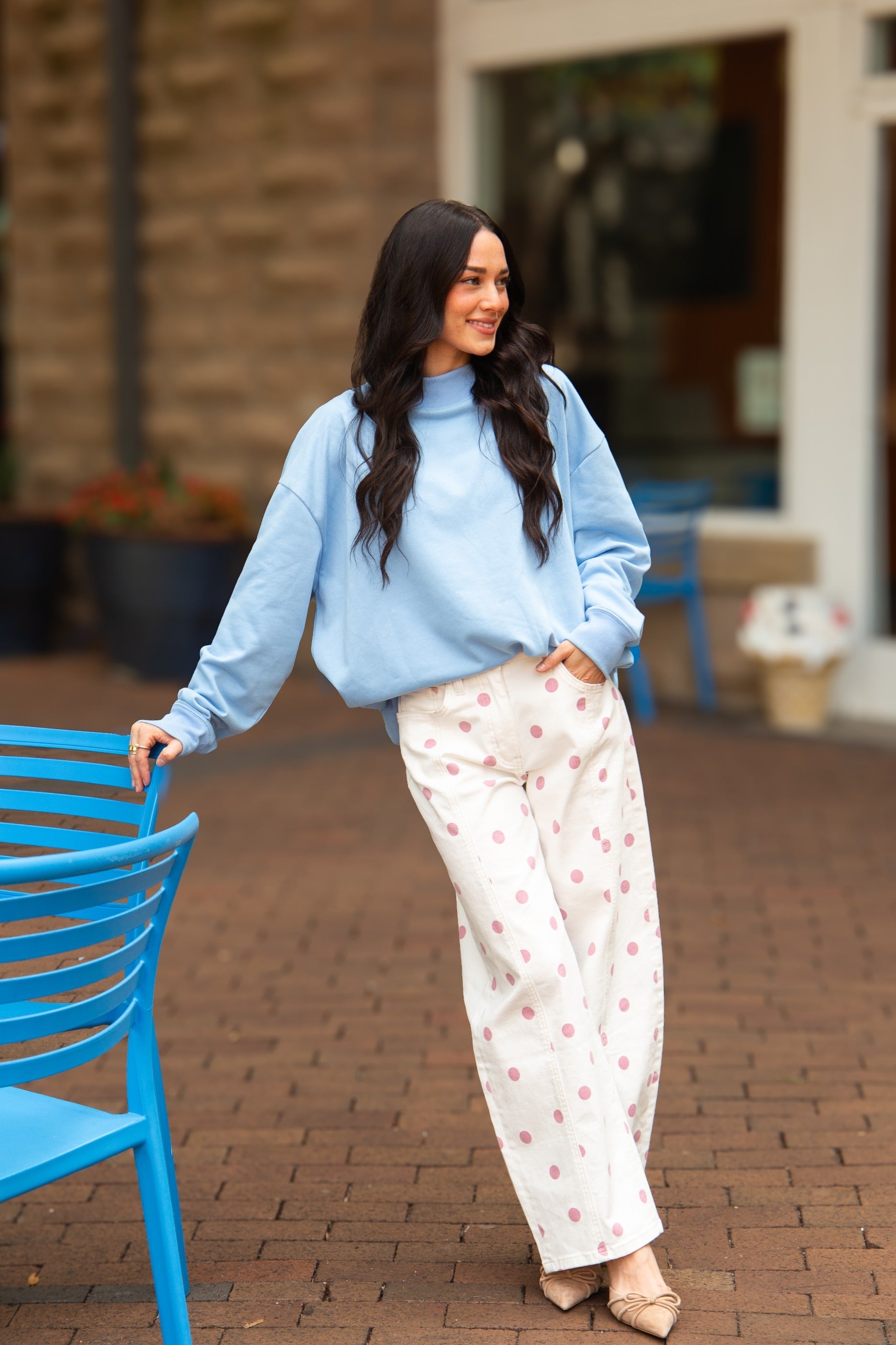 Mock Neck Sweatshirt, Blue