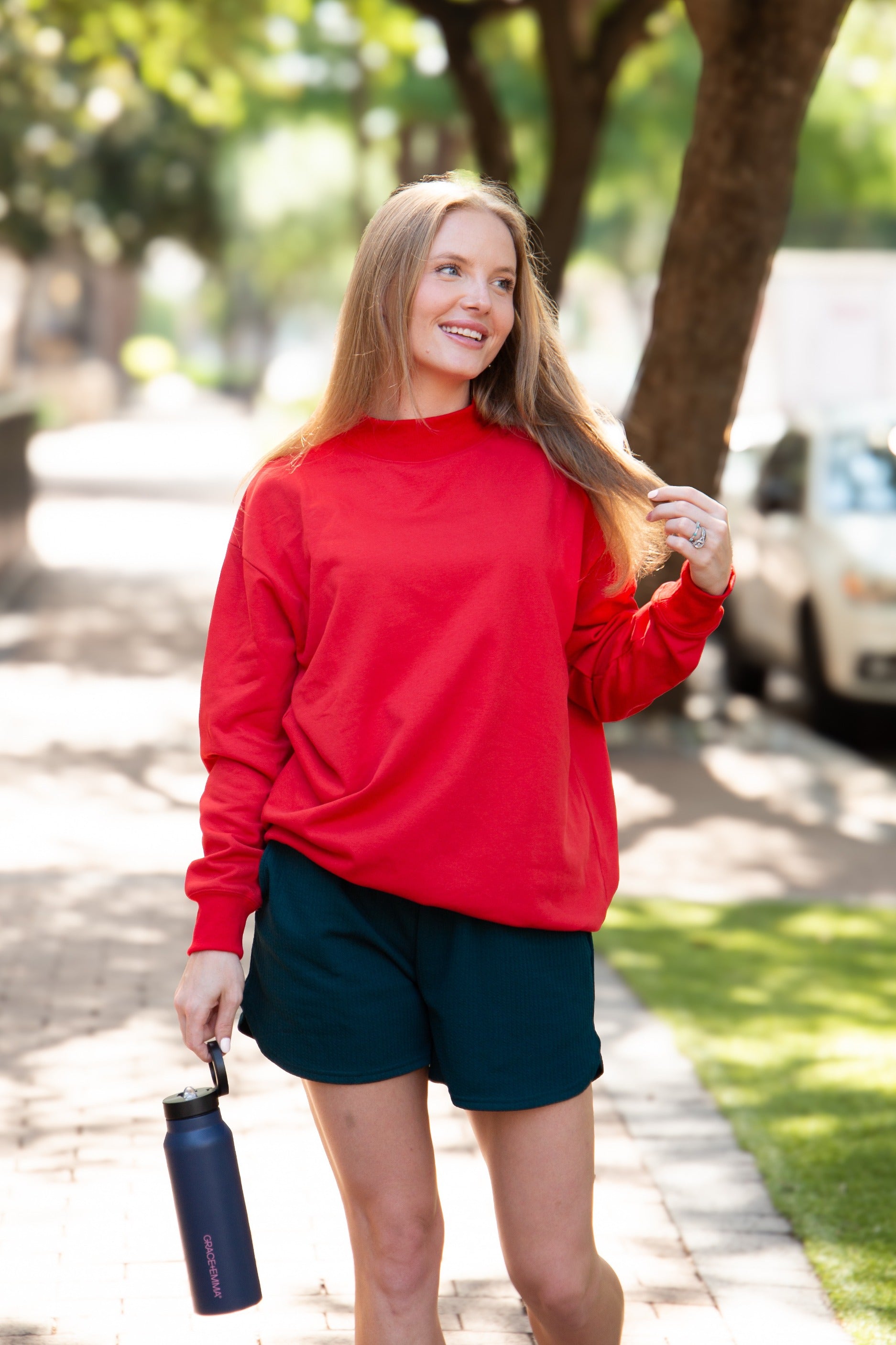 Mock Neck Sweatshirt, Red