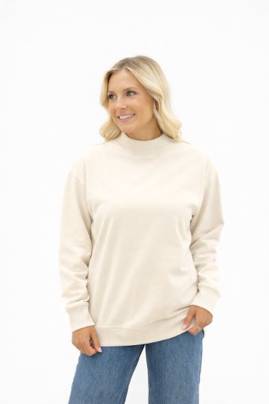 Mock Neck Sweatshirt, Ivory