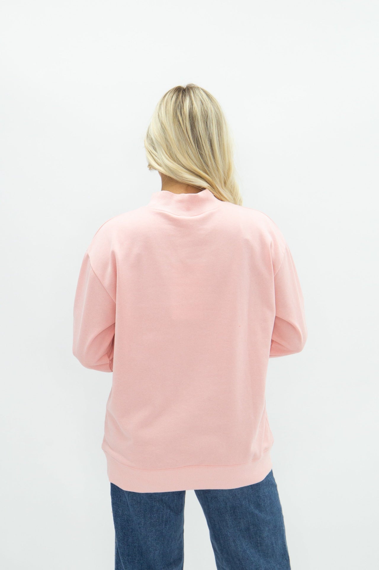 Mock Neck Sweatshirt, Light Pink